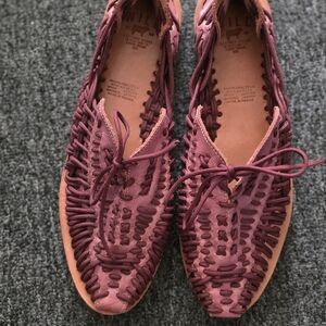 Will Leather Goods Maroon Huarache Flats